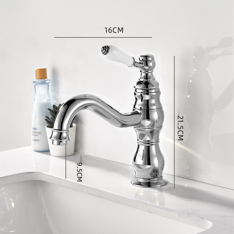 Home Bar Sink - 真鍮製洗面台蛇口ヨーロッパスタイル浴室シンクタップ洗面器蛇口回転式シングルレバー温冷水混合栓