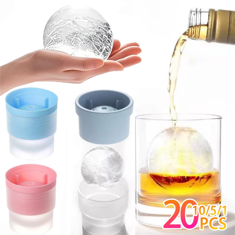 Ice Mold Sphere - 1-20 個大型アイスボールメーカー多目的シリコーンウイスキー凍結ラウンドアイスモールドカクテルホームバーアクセサリー