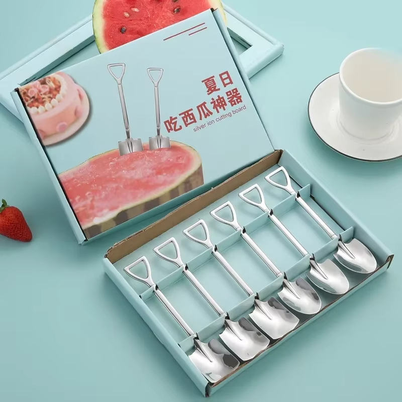 Ice Pick Pick - クリエイティブスクープステンレス鋼スイカアイスクリームコーヒーのスプーン先端四角シャベルスクープキッチンレストランパーティー用品