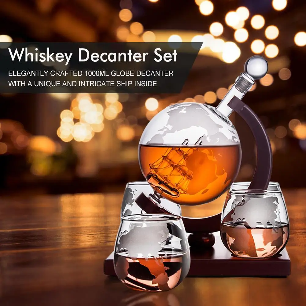 850mlウイスキーグローブデカンタセット、エッチング加工さ - Decanter Globe Set のレビューと価格