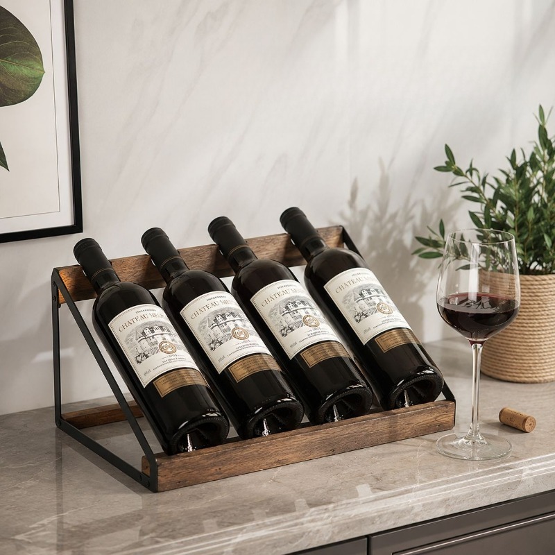 ホームバー木製ワインラック ワインボトルホルダー レトロ中空 - Home Bar Shelf のレビューと価格