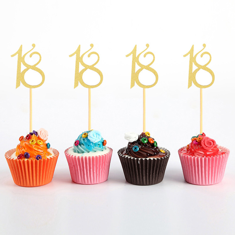 48個入り 18歳の誕生日ケーキトッパー クリエイティブな紙 - Ice Pick Pick のレビューと価格