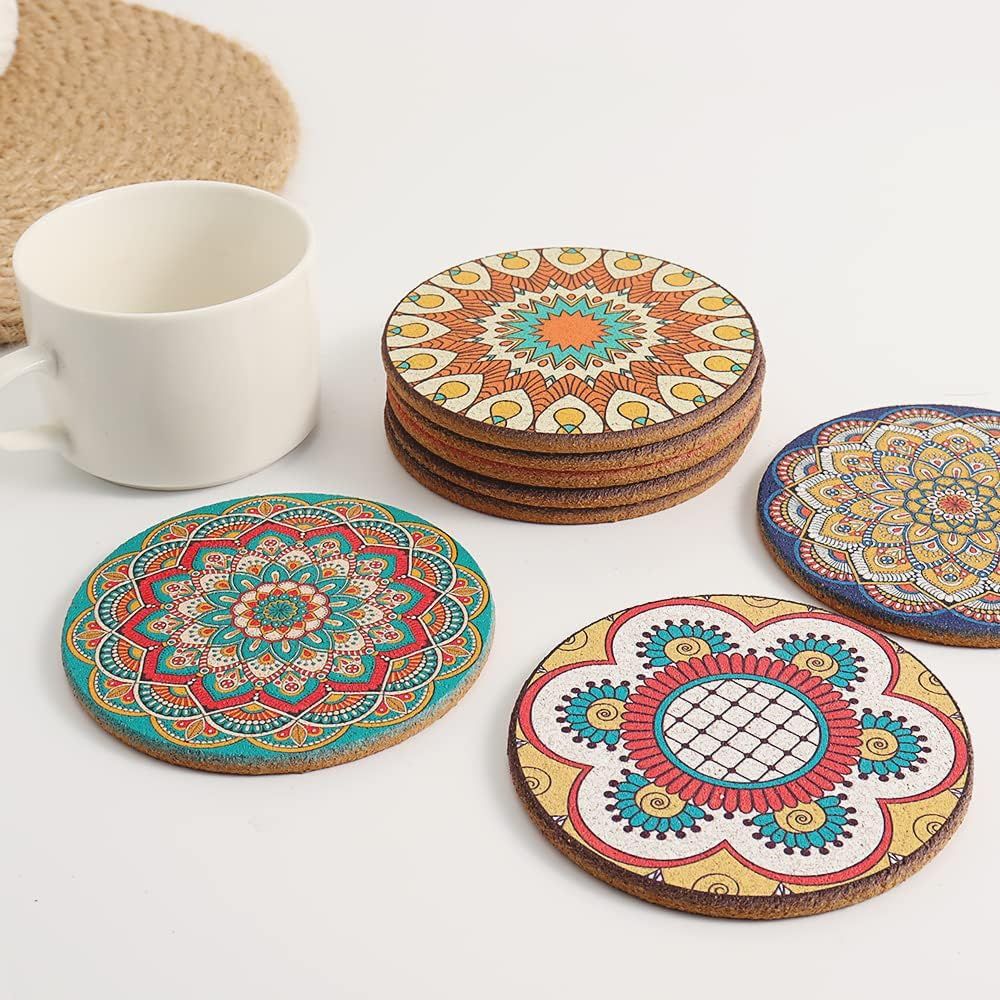 8個セット カラフルな丸型コースター ドリンクや植物用、キュ - Home Bar Set のレビューと価格