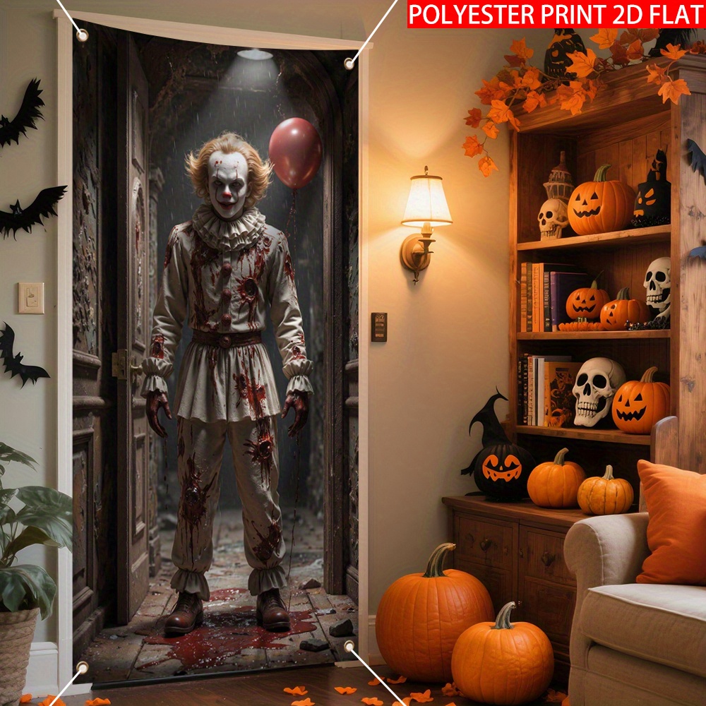 2D ドアカーテンバナー、1 個ハロウィンホラーピエロ血まみ - Home Bargains のレビューと価格