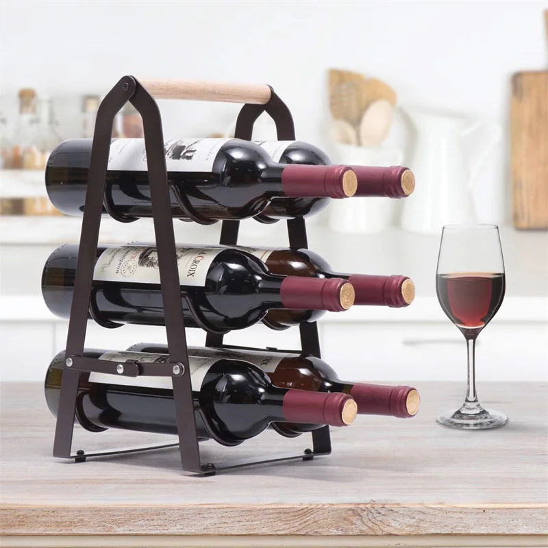 6本用鉄製折りたたみ式収納波型ワインボトルラックディスプレイ - Home Bar Shelf のレビューと価格