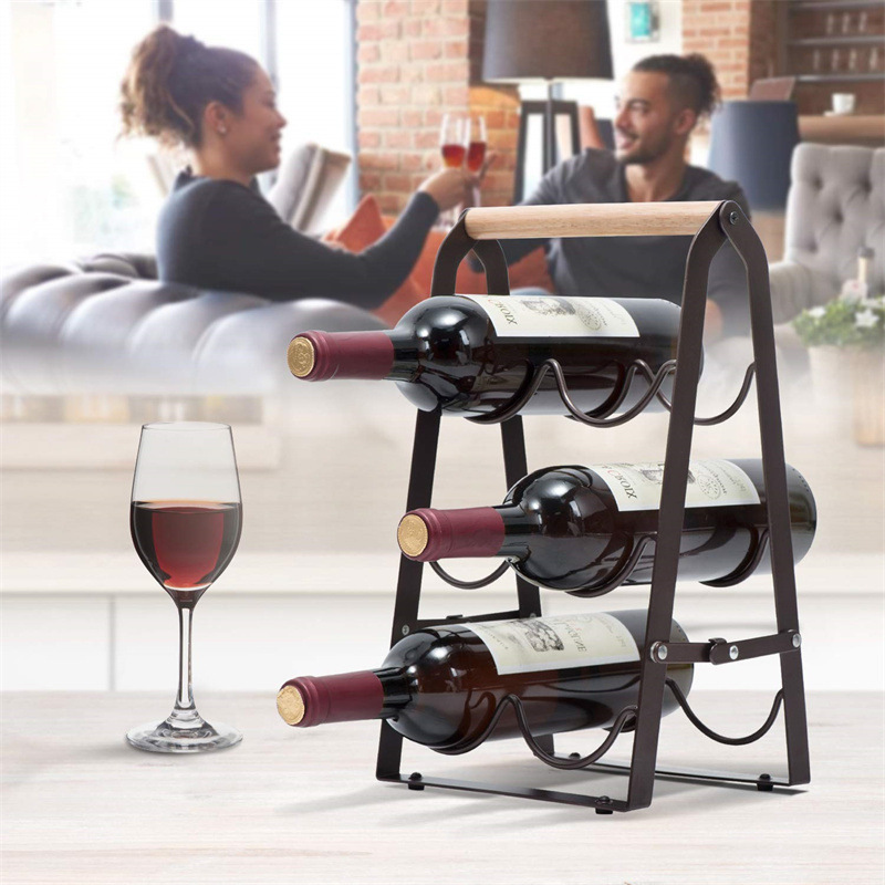 6本用鉄製折りたたみ式収納波型ワインボトルラックディスプレイ - Home Bar Shelf のレビューと価格