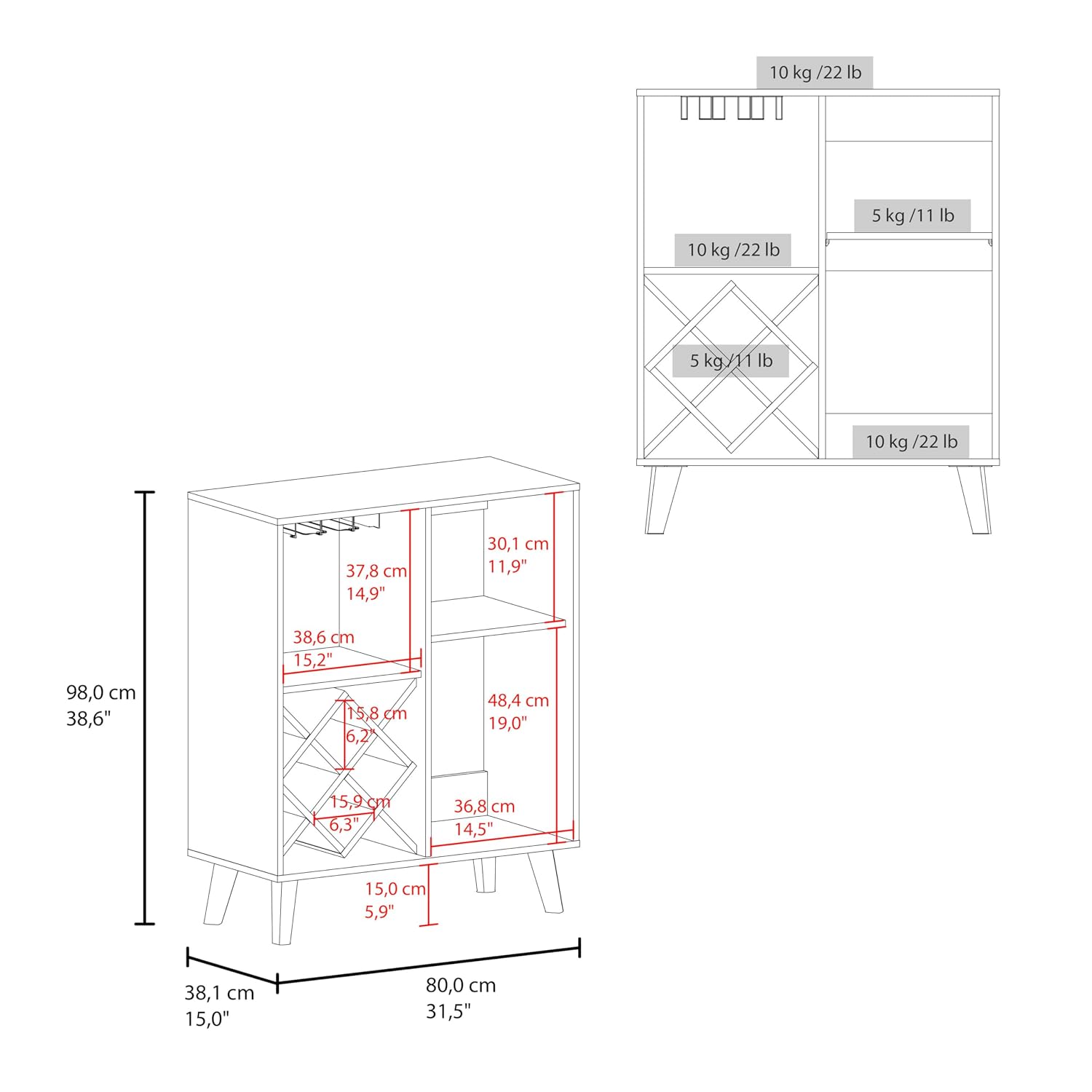 オークブルーバーキャビネット 4段棚 ドア付き引き出し ワイ - Home Bar And Cabinet のレビューと価格
